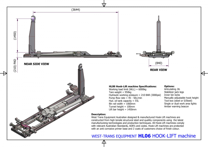 HL06 hook lift specs