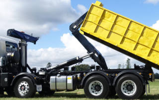 hook lift truck tipping load